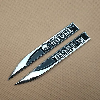 $7.99 • Buy Pair Car Emblem Metal Black Transformers Decepticon Knife Fender Badge Sticker