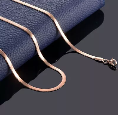 £7.99 • Buy 20  2mm Stainless Steel Rose Gold Flat Snake Chain Necklace Colourful STS2RG V2