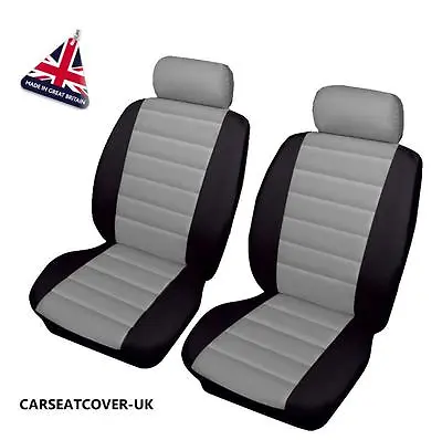 For MERCEDES CLK AMG - Front PAIR Of Grey/Black LEATHER LOOK Car Seat Covers • £25.99