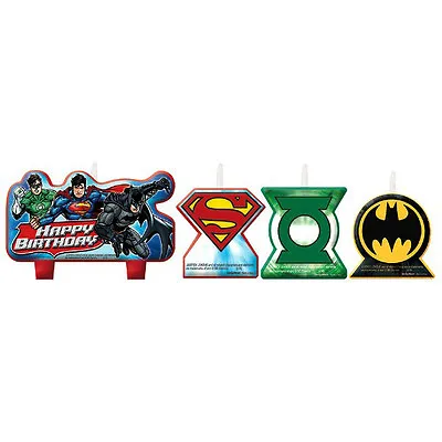 $9.50 • Buy Justice League Party Supplies CANDLE Birthday Set Of 4 Piece Genuine Licensed