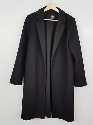 [ ZARA ] Womens Black Felt Textured Coat DEFECT | Size L Or AU 14 • $65