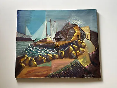 Wpa Style Regionalism Landscape Painting Abstract Cubist Nautical Expressionism • $1100