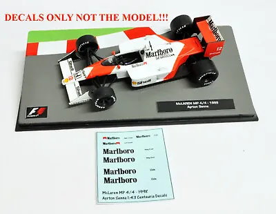 DECALS Ayrton Senna 1988 McLaren MP 4/4  1:43 Formula 1 Car Collection F1 • $5.45