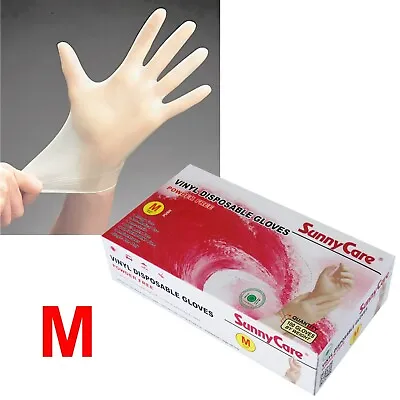 100 SunnyCare Powder Free Vinyl Gloves Food Service (Latex Nitrile Free) 🔥 M  • $7.49