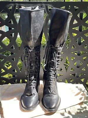 Women’s A.F. Vandevorst Black Lace Up Leather Boots Size 36/6 • $850