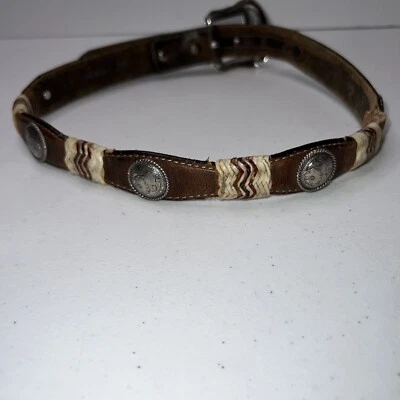 $24.99 • Buy TONY LAMA Scalloped Leather Belt Cutting Champ Sz 24 Brown Concho Western