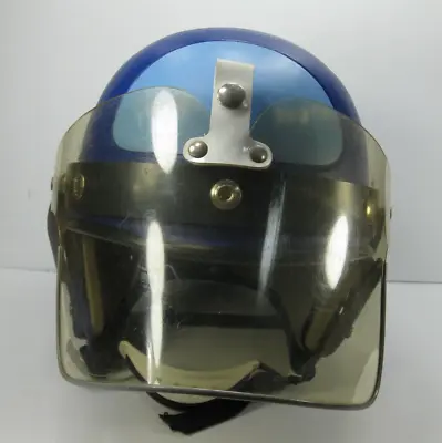 BUCO Half Shell Police Trooper Riot Helmet Blue W/ Shield 2-Tone Blue VINTAGE • $164.95