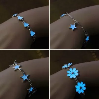 Glow In The Dark Daisy Star Flower Bracelet Adjustable Bangle Women Jewelry Gift • £2.75