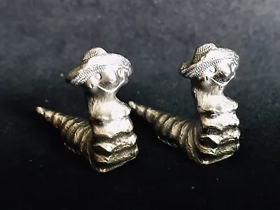 2 Vintage Pewter Inchworm Snail Inch Book Worm Caterpillar Hat Metal Figurines H • $7.95