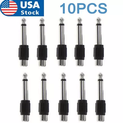 10 PACKS RCA Female Jack To 6.35mm 1/4  Male Mono Plug Audio Adapter Connector • $8.15