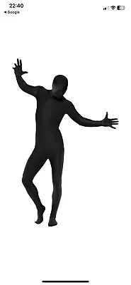 Mens Teens Skinz Black One Piece Lycra Morphsuit Bodysuit SIZE S Small Helloween • £13.95