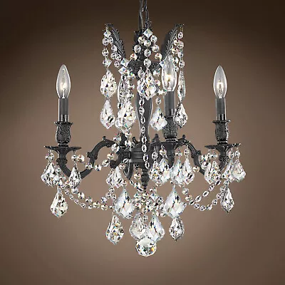 Versailles 4 Light 17  Dark Bronze Chandelier With Clear European Crystals • $694