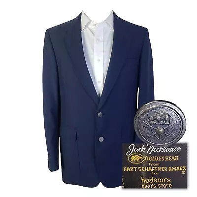 Hart Schaffner Marx Jack Nicklaus Vintage Blue Silver Buttons Blazer Mens 40L • $44.09