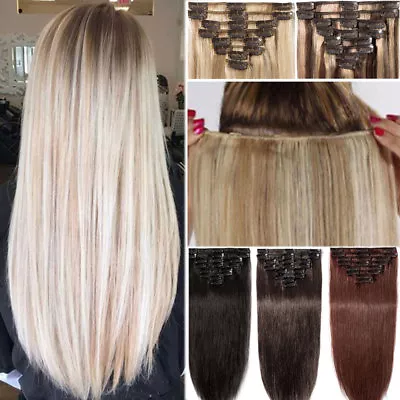 AAAAA+ CLEARANCE Clip In Human Hair Extensions Full Head 100% Real Remy Hair UK • £62.15