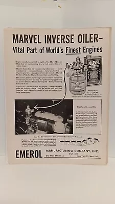 MARVEL INVERSE OILER EMEROL 1954 ORIGINAL PRINT AD.  11X8.5 .  B4 • $6.95