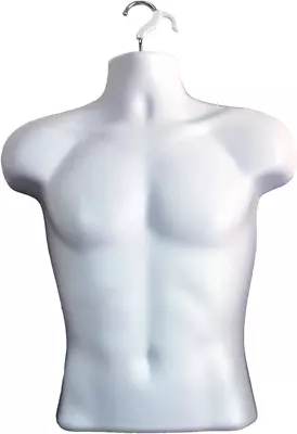 White Male Mannequin Hollow Back Body Torso Dress Form & Hanging Hook S-M Sizes • $51.40