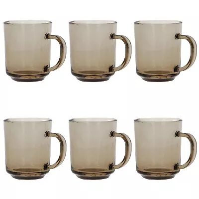 Glass Mugs Smoke Mug Brown Coffee Mugs Tea Cups Latte Hot Drink Glasses 225ml • £13.10