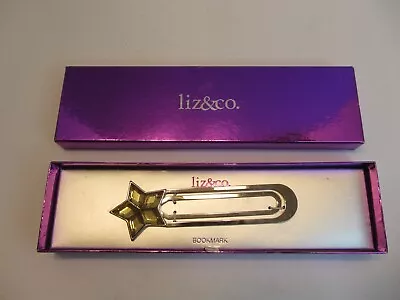 Liz & Co. Jeweled Gold Star Bookmark New In Beautiful Purple Box NOS • $19.89