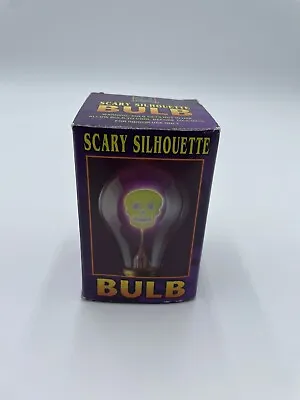 Vintage Scary Silhouette Pumpkin Jack-O-Lantern & Skull Light Bulb Works • $12.74