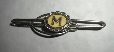 Mother Of Pearl Tie Bar Clip Monogram Initial Letter M Silvertone Antique 2 3/4  • $13.99
