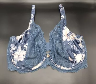 M&s Autograph Pearl Grey Floral Lace Underwire Full Coverage Plunge Bra 32g  • £6.99