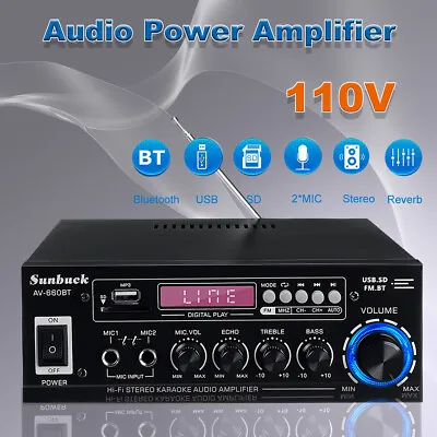 3000W 2 Channel Bluetooth 5.0 HIFI Power Amplifier Audio Stereo Amp Home Car FM • $43.99