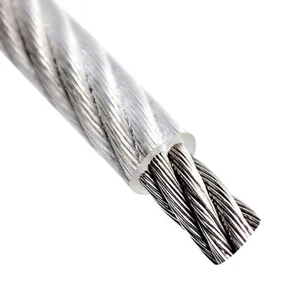 £2.99 • Buy GALVANISED WIRE ROPE CABLE 4mm - 6mm 7x7 CLEAR PVC PLASTIC COATED