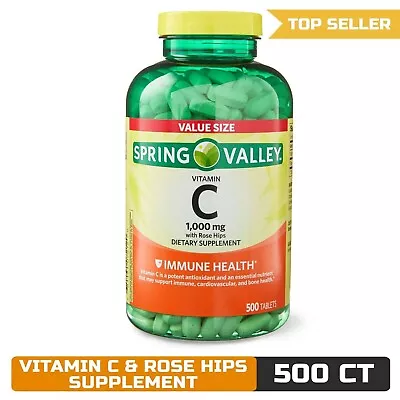 Spring Valley Vitamin C With Rose Hips 1000mg 500 Tablets • $15.99