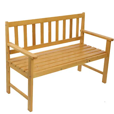 $134.89 • Buy 2-Seat Capacity Patio Wood Bench Loveseat W/ Armrest For Outdoors Porch Poolside