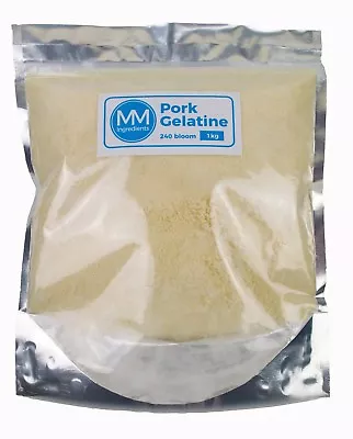 PORK Gelatine Powder 1KG 240 Bloom  Unflavoured Powdered Gelatine • £16.40