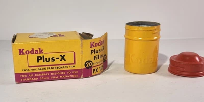 $12.49 • Buy Vintage Kodak PLUS-X PX135 20 Exposure 35mm BOX Canister ONLY No Film Exp 1957