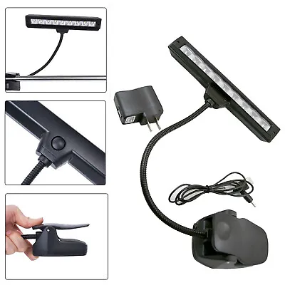 Black Flexible 10 LED Clip-On Orchestra Music Stand LED W/ Adapter Lamp Light • $20.50