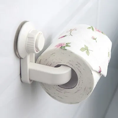 £5.89 • Buy Wall Mounted Paper Roll Holder Suction Cup Toilet Tissue Hook Bathroom Storage