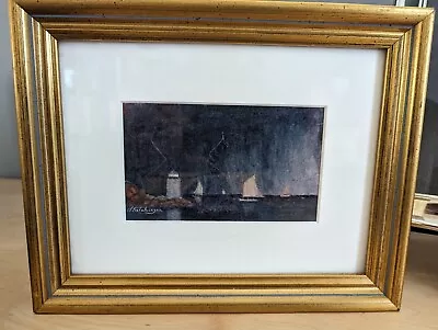 John Hutchinson Watercolor:  Approaching Storm  Salem Harbor (MA) • $200