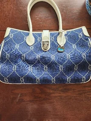 Dooney And Bourke Navy And White Nautical Tote Large Interior Pockets Key Strap • $48.88