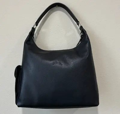 Longchamp Le Foulonné Leather Hobo Bag $545 Black • $159.99