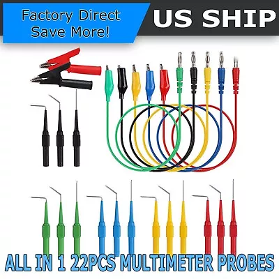 22Pcs Automotive Back Probe Kit Multimeter Test Leads Alligator Clips Wire Tool • $12.95