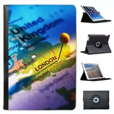 Map Of UK With Pin On London Folio Leather Case For IPad Mini & Retina • £9.99