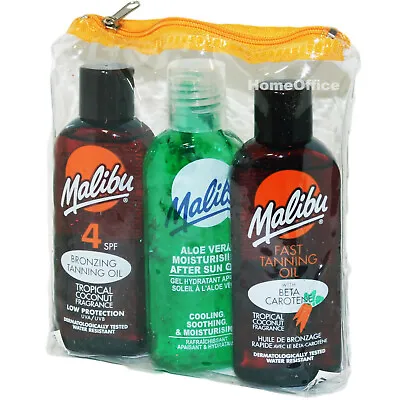 3 Piece Malibu Travel Pack Bag - Fast Tanning Oil Set   • £10.95