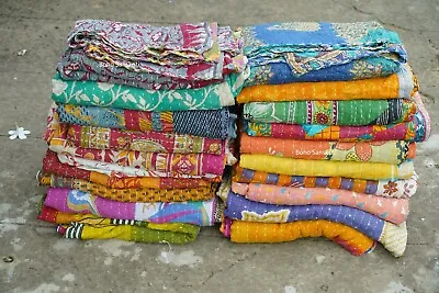 Kantha Quilt Indian Vintage Reversible Throw Handmade Blanket Wholesale Lot Twin • $280.12