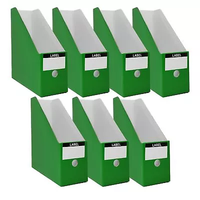 Green Cardboard Magazine Holde 7 Pack Magazine File Holder For Desk Sturdy Bo... • $22.87