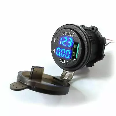 HOT LED ATV Motorcycle USB Fast Charger Amp Volt Meter Voltage Waterproof 12/24V • $8.80