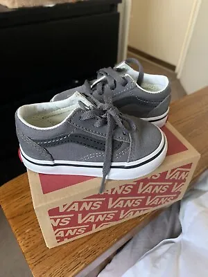 Vans Off The Wall Grey Canvas Shoes Infant Baby UK Size 4.5 • £18.50