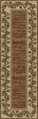 Mountain View Area Rug Runner Lodge Cabin Pine Cone Brown Beige Matching Set • $59