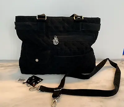 Vera Bradley Black Quilted Microfiber Tote Shopper Shoulder Bag W/Strap • $37.82