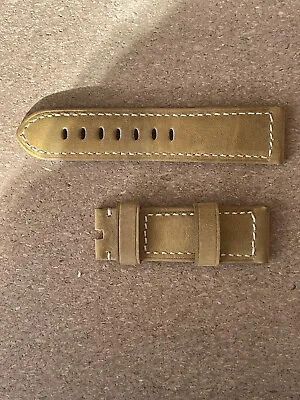 24mm Tan Brown Nubuck Vintage Leather Watch Strap Band Made For Panerai • £35