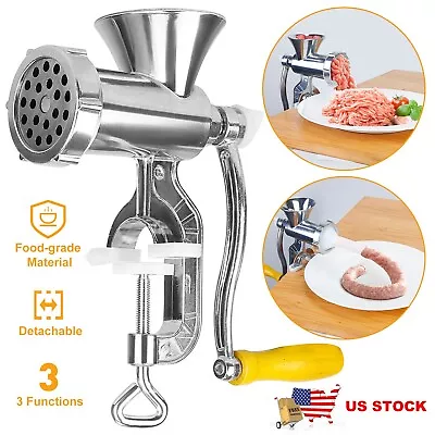 Manual Meat Grinder Hand Crank Sausage Stuffer Grinding Machine Kitchen Tool • $24.95