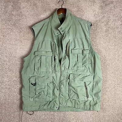 Travelsmith Utility Vest Mens Size XL Green Snap Full Zip Fishing Hiking Outdoor • $24.99