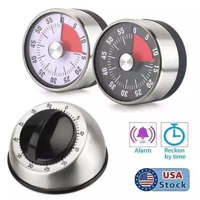 Mechanical Kitchen Timer 60min Countdown Cooking Wind Up Visual Alarm Reminder • $9.10