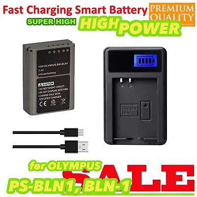 2.1Ah Battery +Charger For Olympus BLN-1 BLN1 BCN-1 OM-D E-M1 OM-D E-M5 PEN E-P5 • $34.66